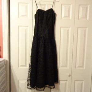 reserved vintage Black lace dress by Warrell 1980s